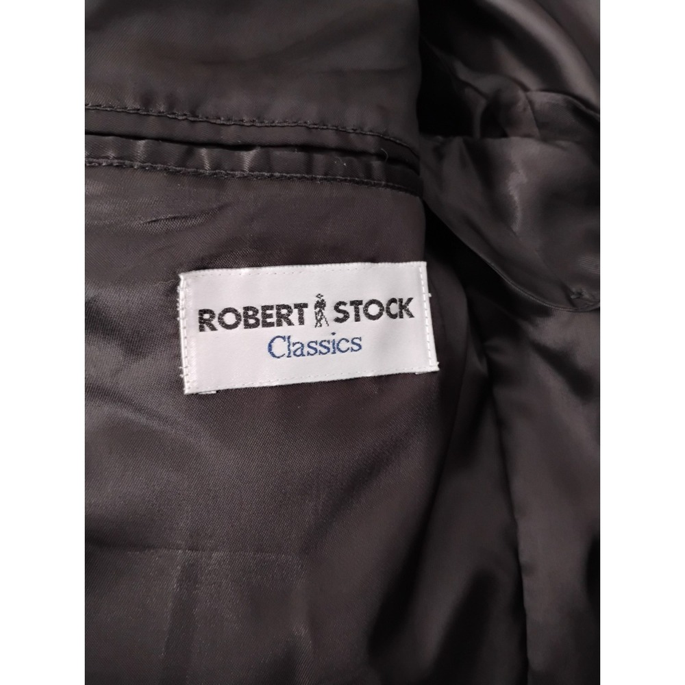 Vintage Robert Stock Blazer Mens 44L Brown Herringbone 100% Wool Sport Coat - Picture 5 of 9